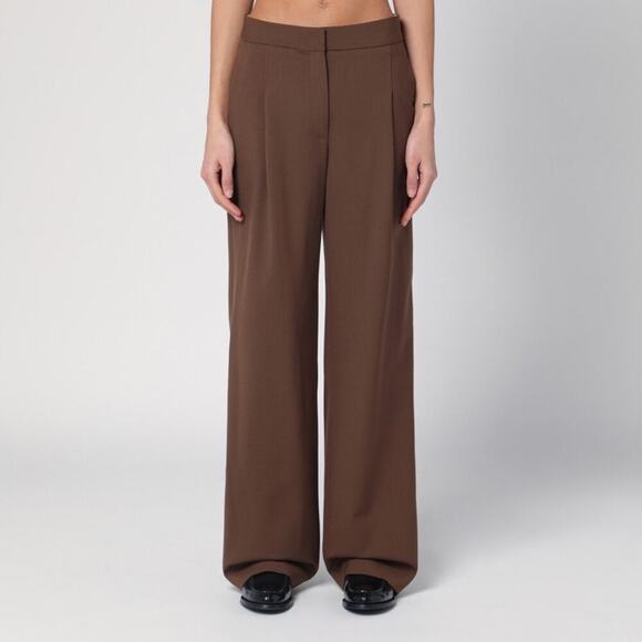 NWT Loulou Studio Brown Wide Leg Wool Blend Dark Academia Trouser Pants Size XL - Picture 1 of 12